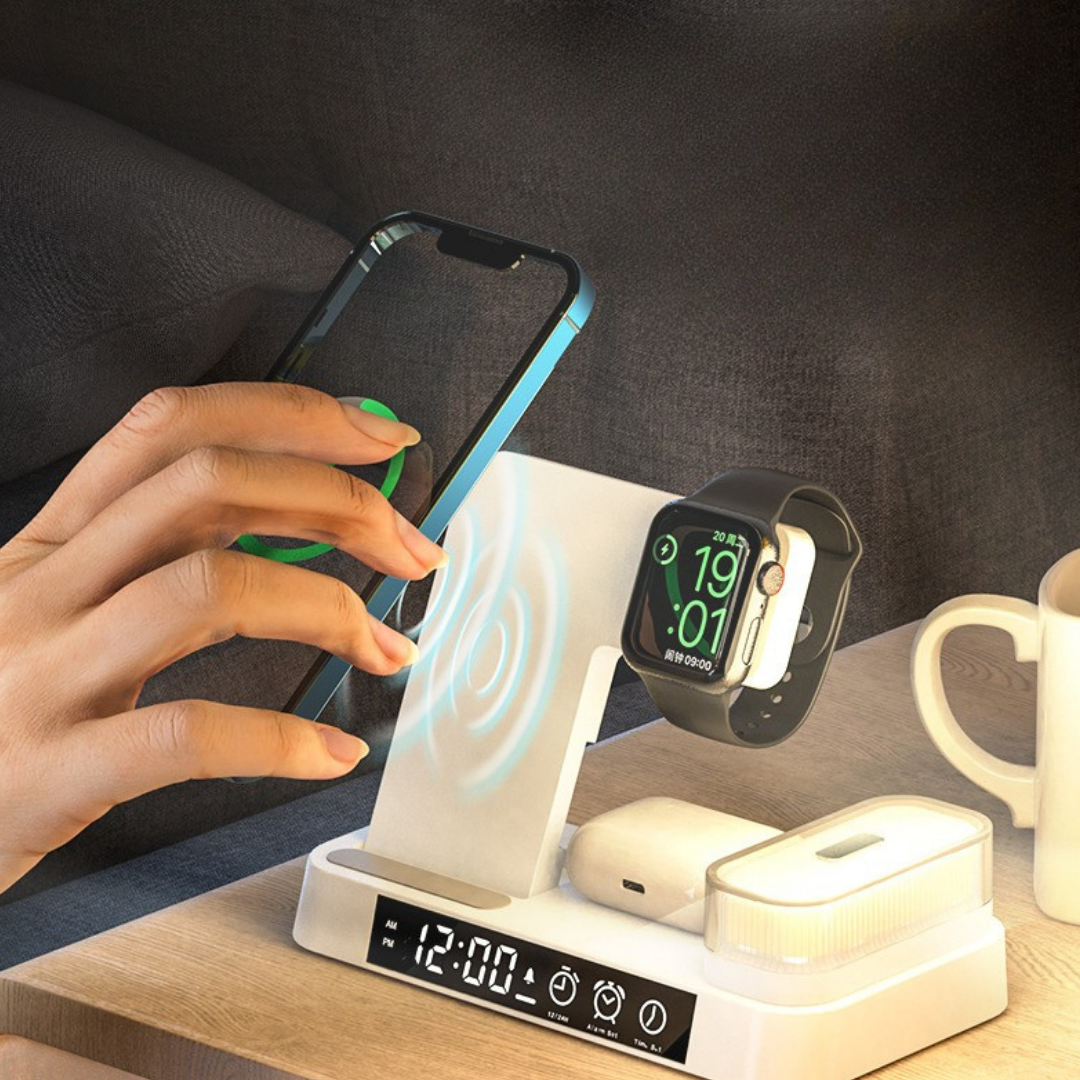 3-in-1 alarm clock, charging station & night light