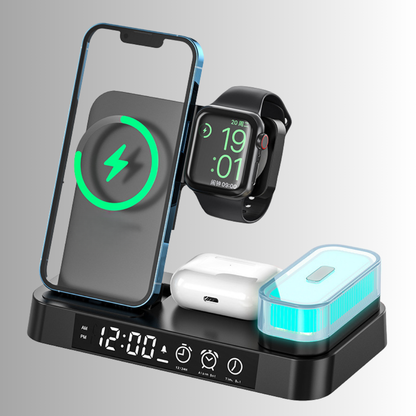 3-in-1 alarm clock, charging station & night light