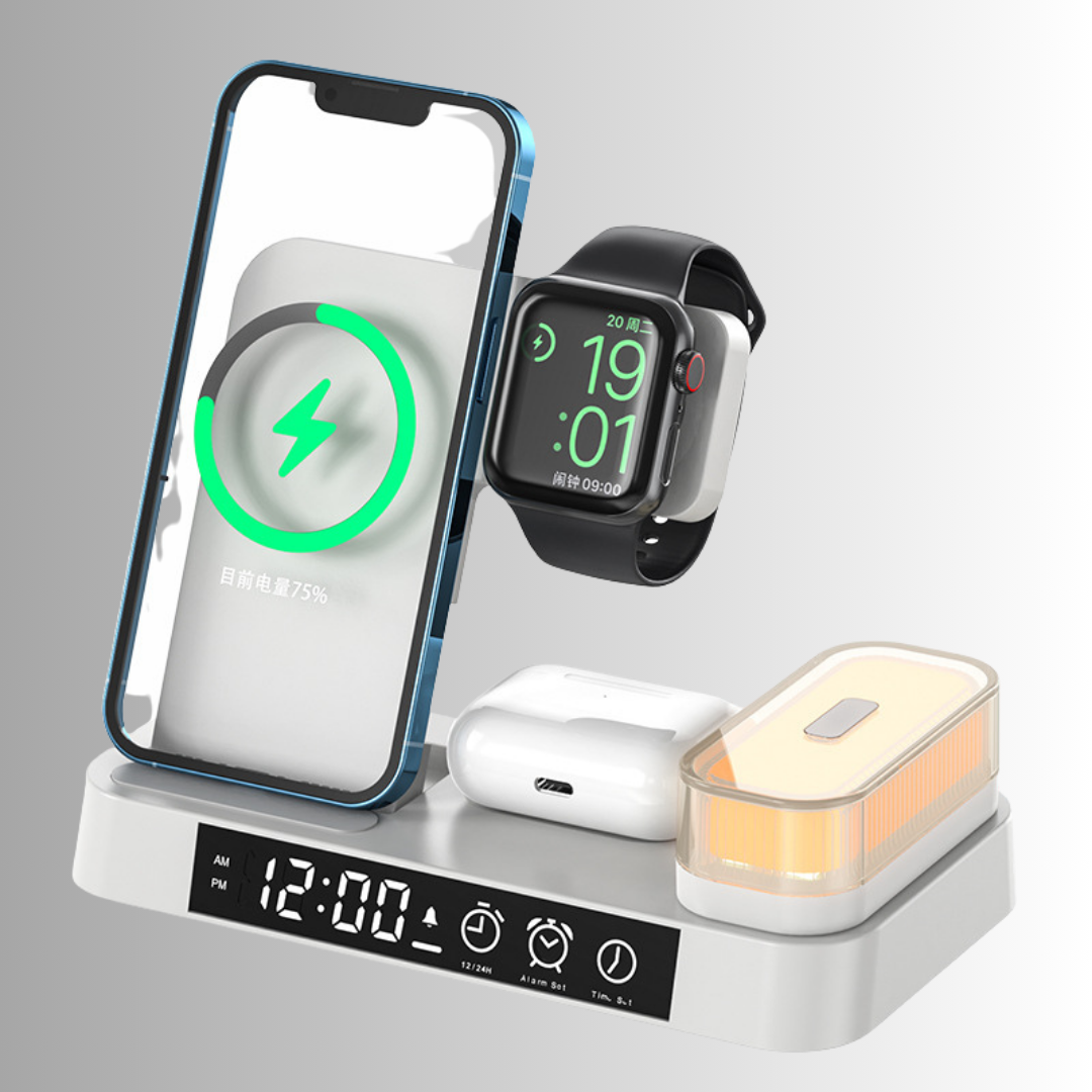 3-in-1 alarm clock, charging station & night light