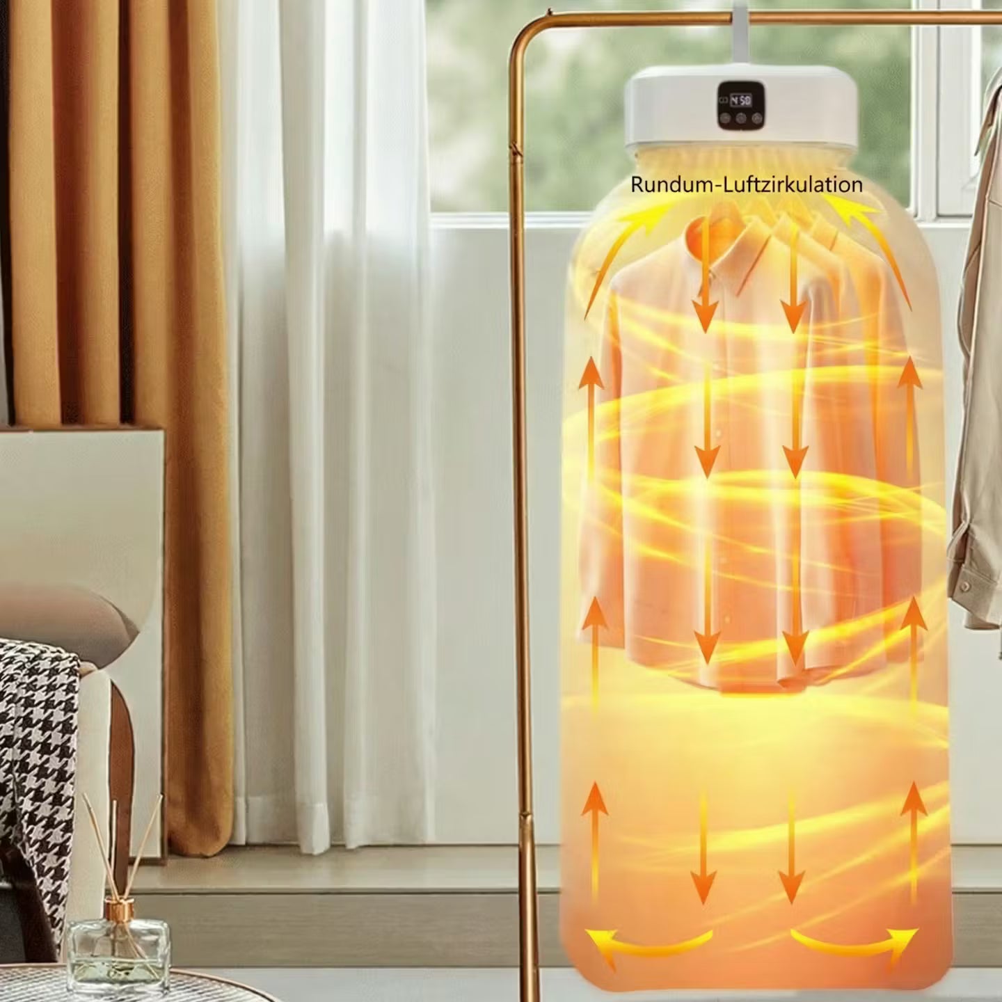 Portable tumble dryer with UV sterilization