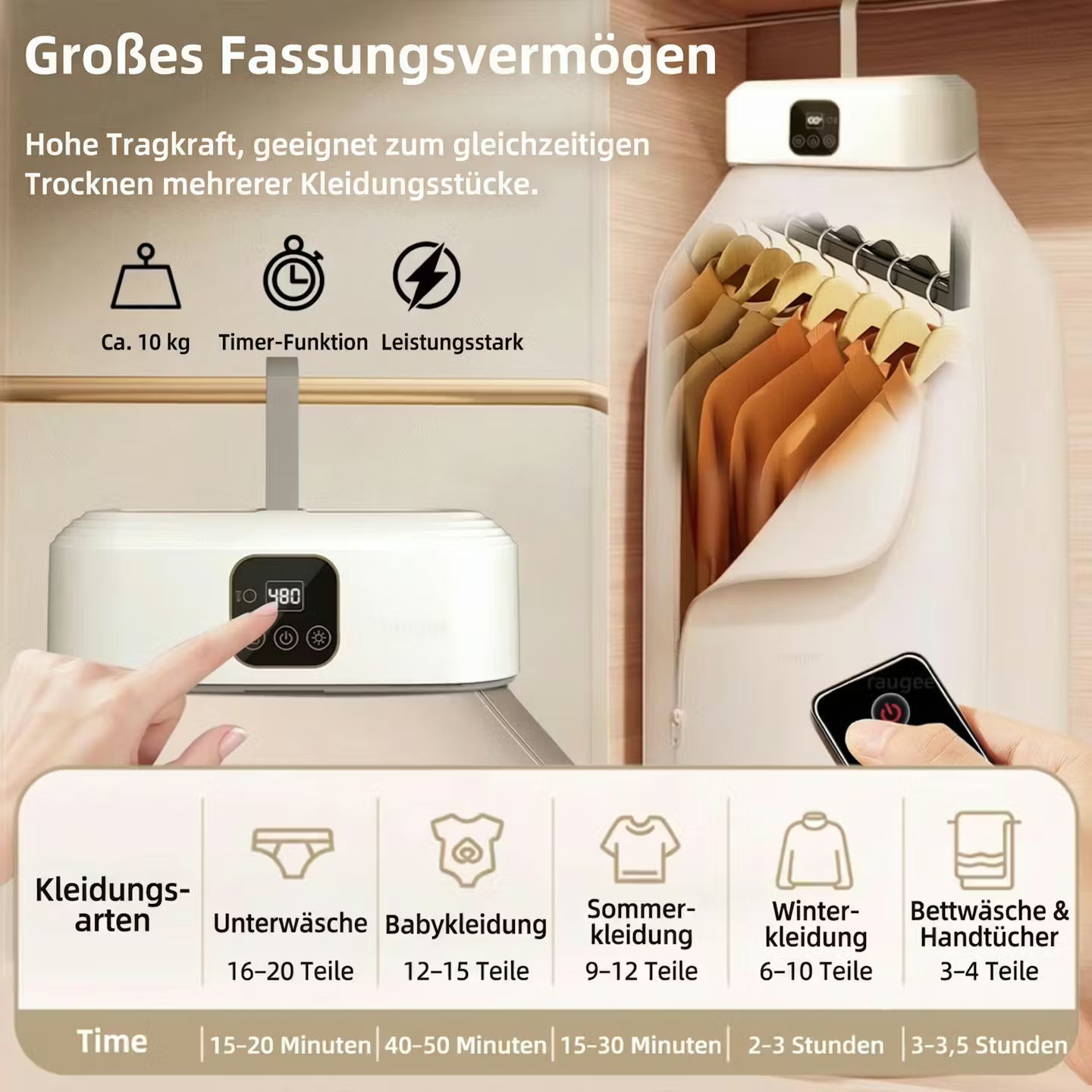 Portable tumble dryer with UV sterilization