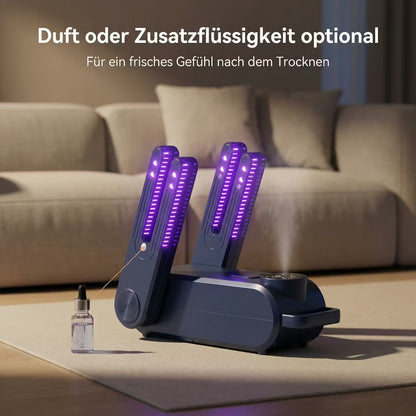 Foldable shoe  & boot dryer with UV sterilization & timer