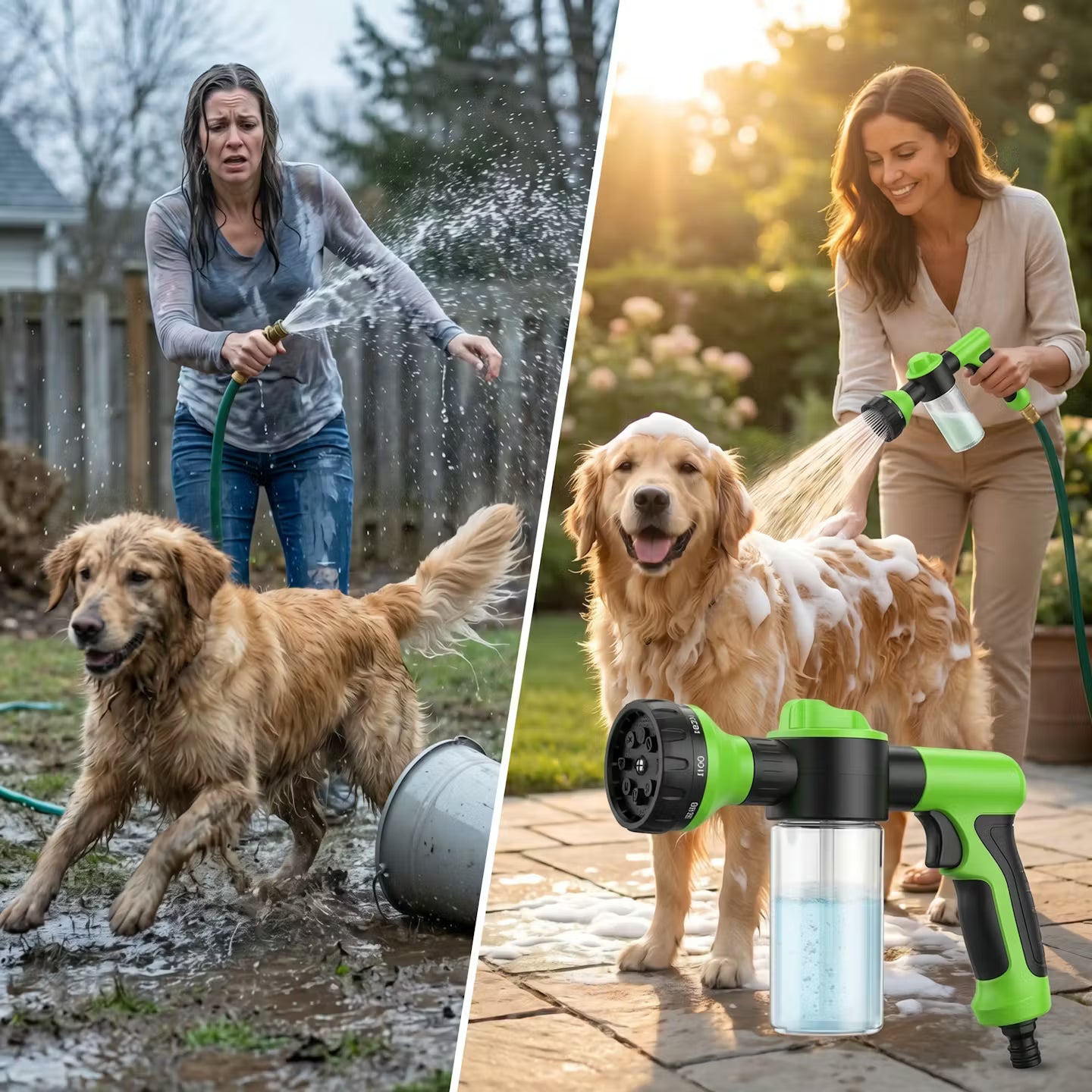 2-in-1 dog shower with shampoo dispenser