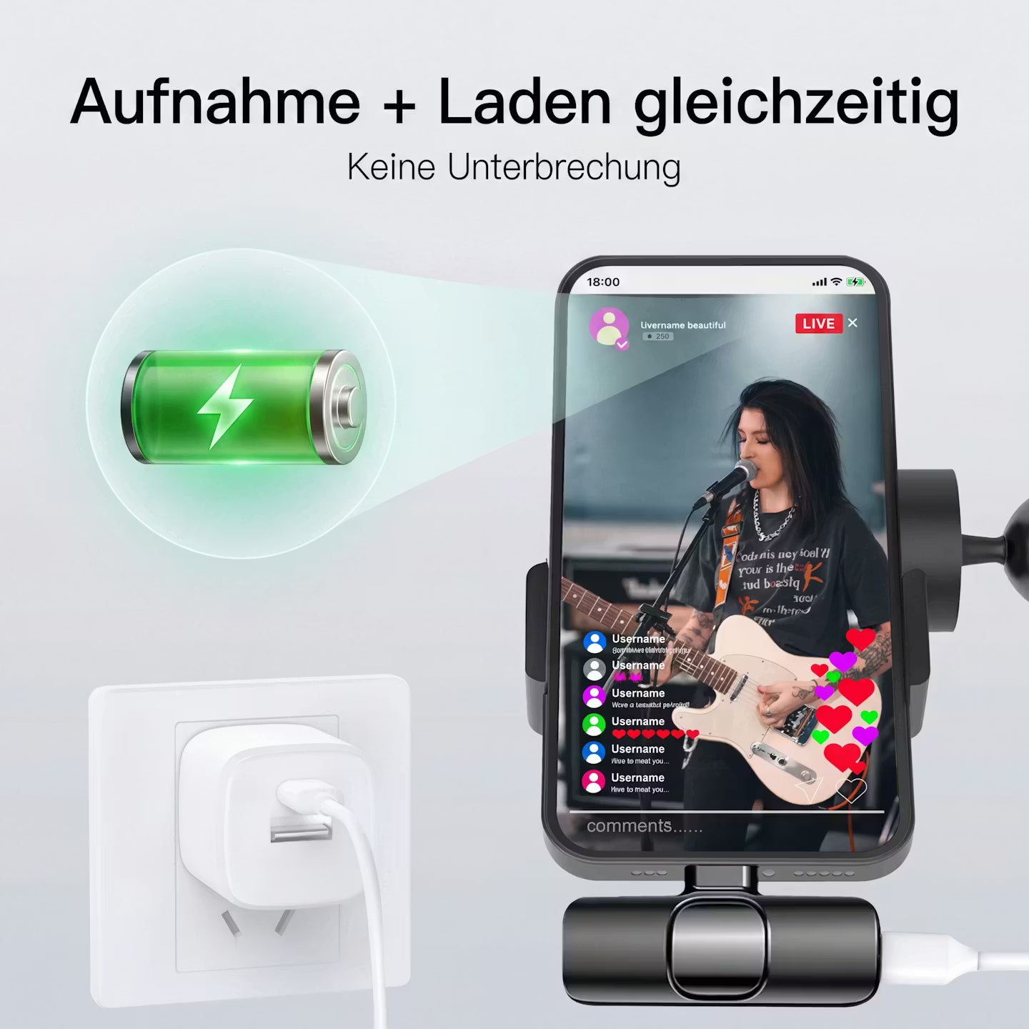 Wireless mini clip-on microphone for IOS & Android