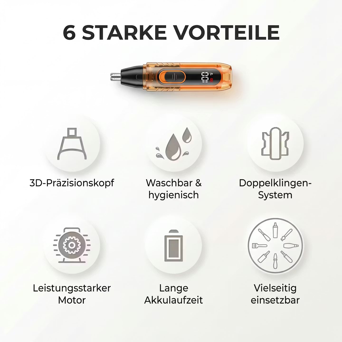 Nose hair trimmer with digital display