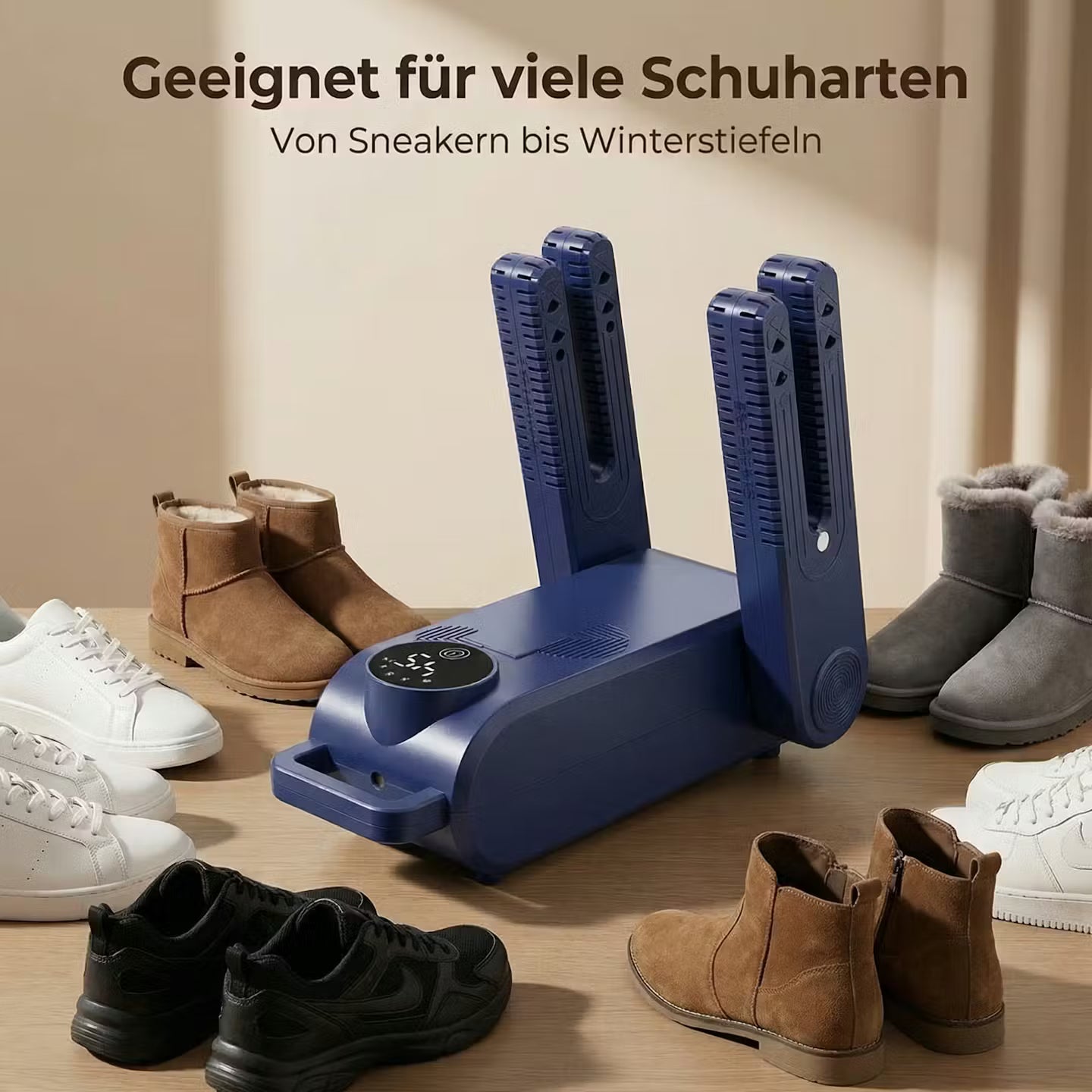 Foldable shoe  & boot dryer with UV sterilization & timer