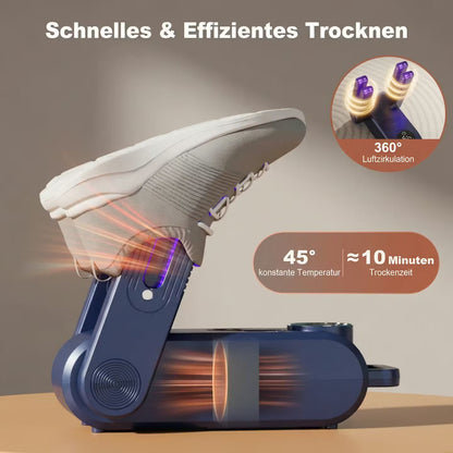 Foldable shoe  & boot dryer with UV sterilization & timer