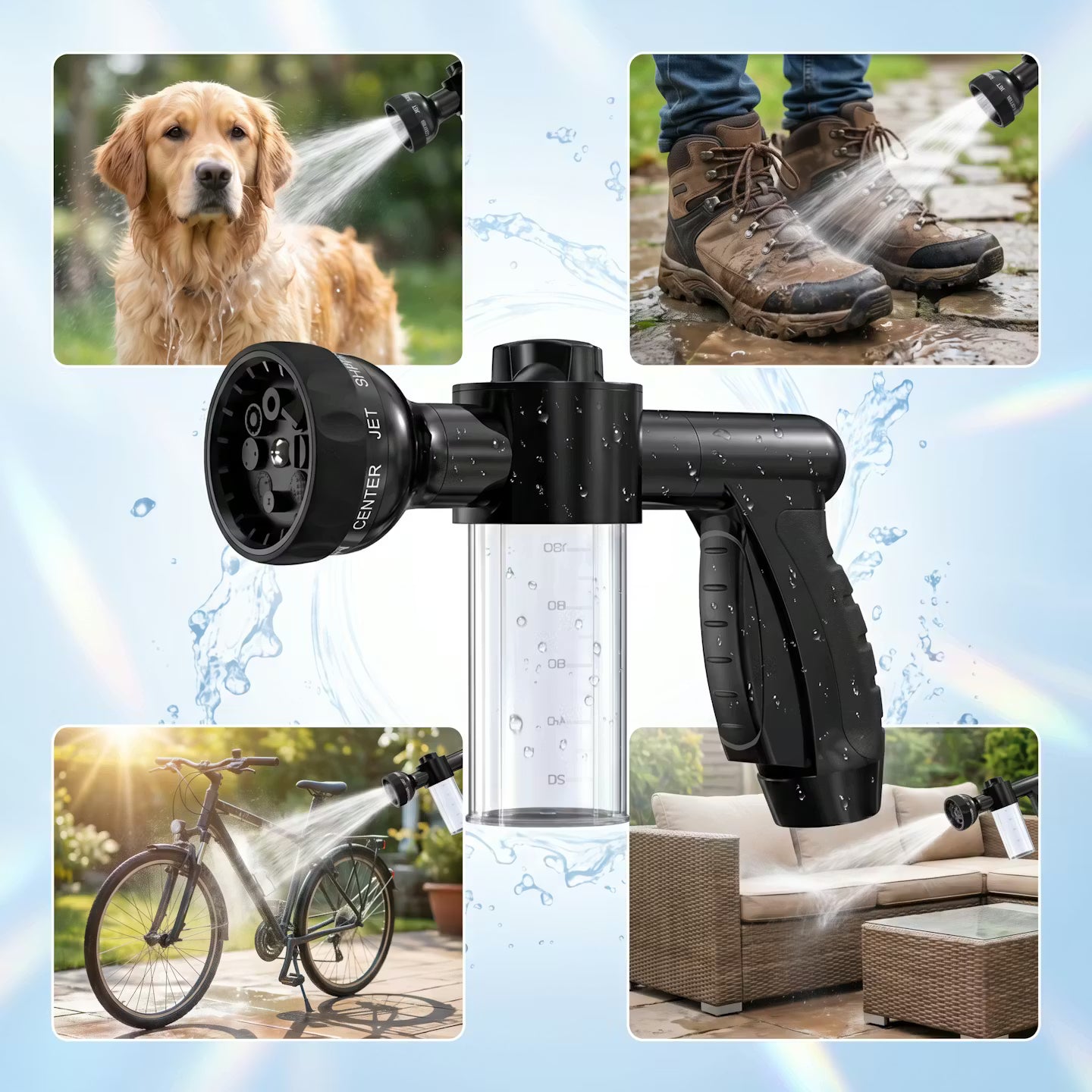 2-in-1 dog shower with shampoo dispenser