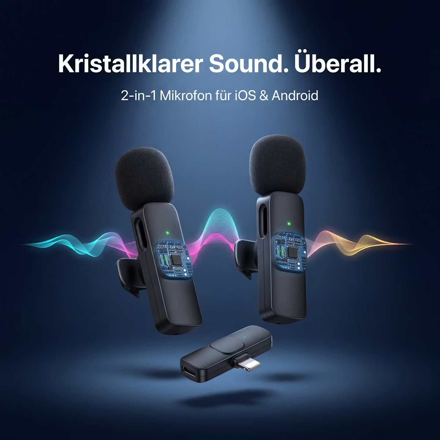 Wireless mini clip-on microphone for IOS & Android
